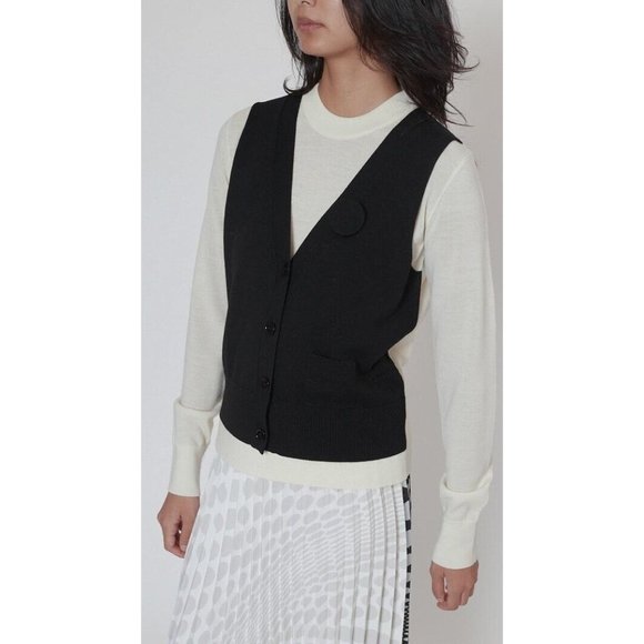 MM6 Maison Martin Margiela Cream/Black Wool "Trompe L'oeil" Sweater, Size M - Picture 1 of 8